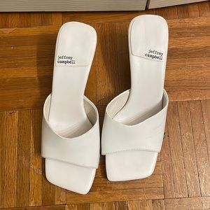 White Jeffrey Campbell heels